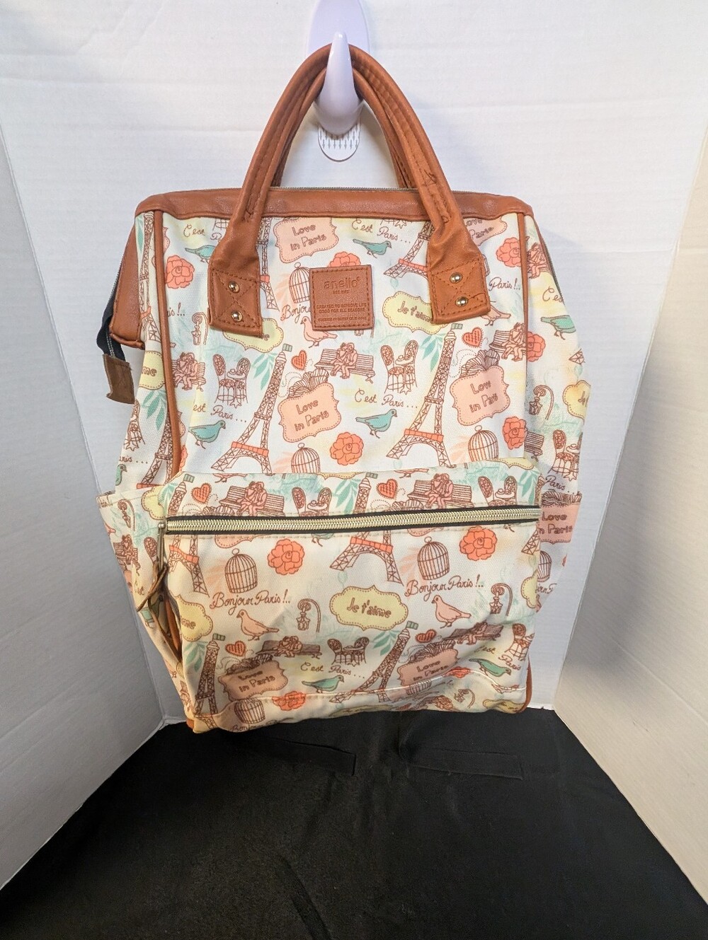 Anello Paris Eiffel Tower Print Large Backpack Bag